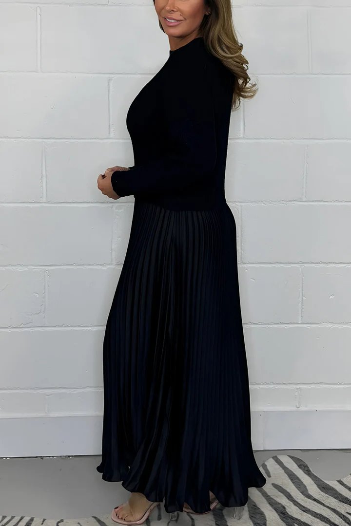 🔥Hot Promotion 49%OFF🔥Women's solid color Long Sleeve Jumper & Pleated Bottom Dress