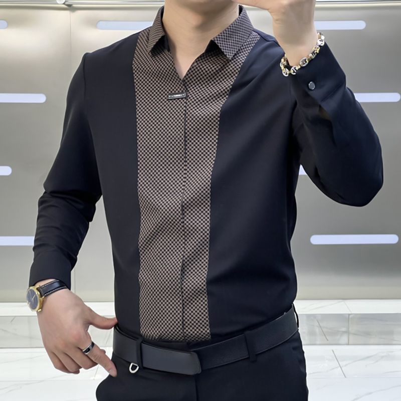 šFree shipping for one pieceā³Menās Business Casual Patchwork Shirt