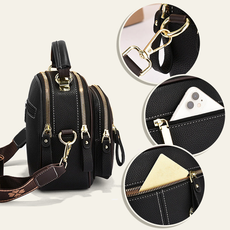 🎉Limited Time 49% 0FF🎁Classic Multifunctional Compartments Adjustable Wide Shoulder Strap PU Leather Crossbody Bag