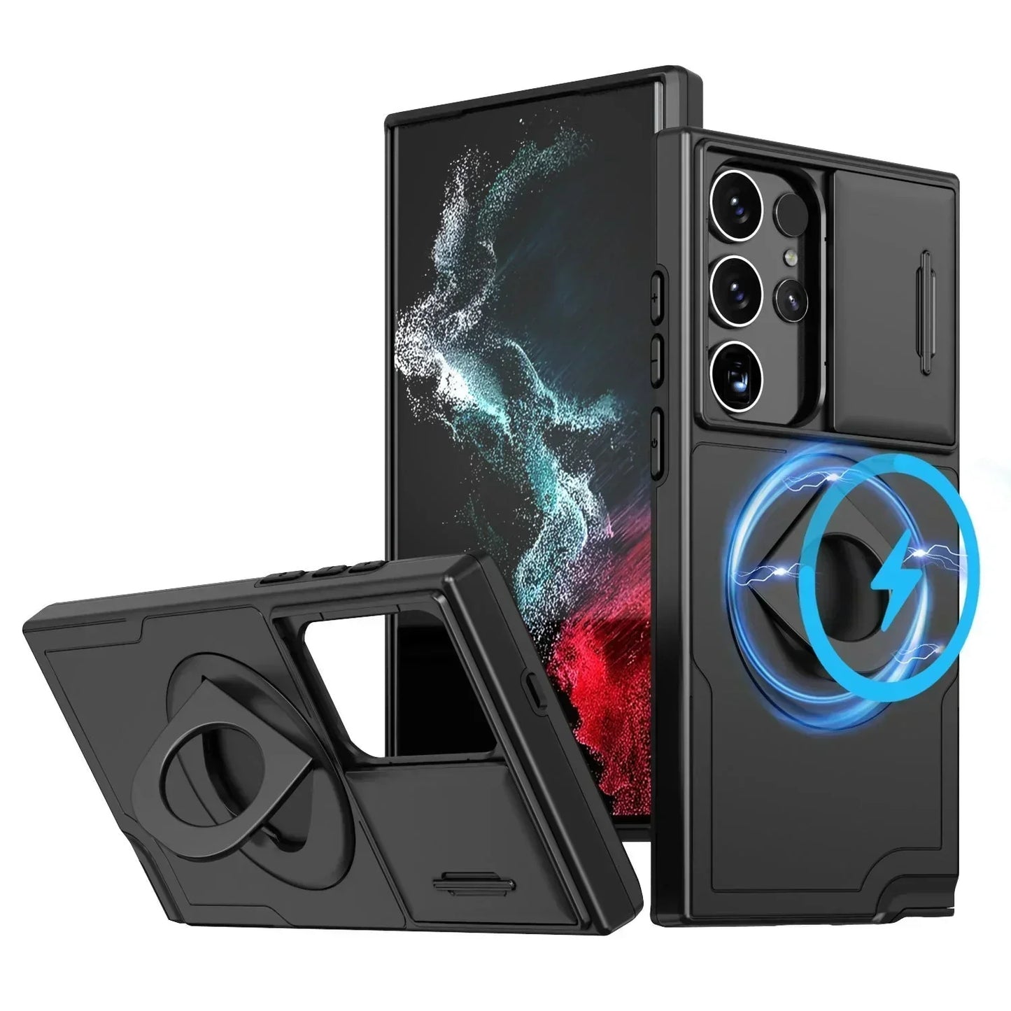 Samsung Military Grade Shockproof Case with Ring Kickstand(Series S21-25)