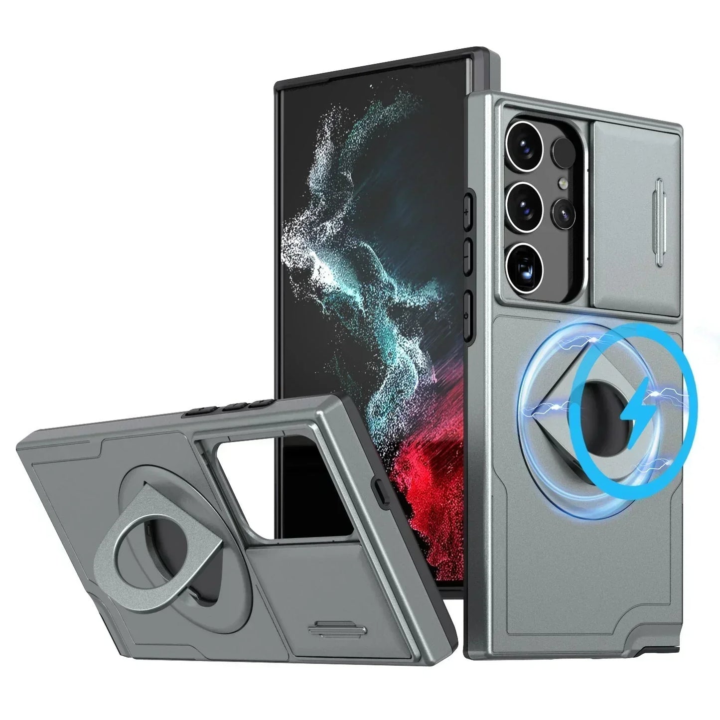 Samsung Military Grade Shockproof Case with Ring Kickstand(Series S21-25)