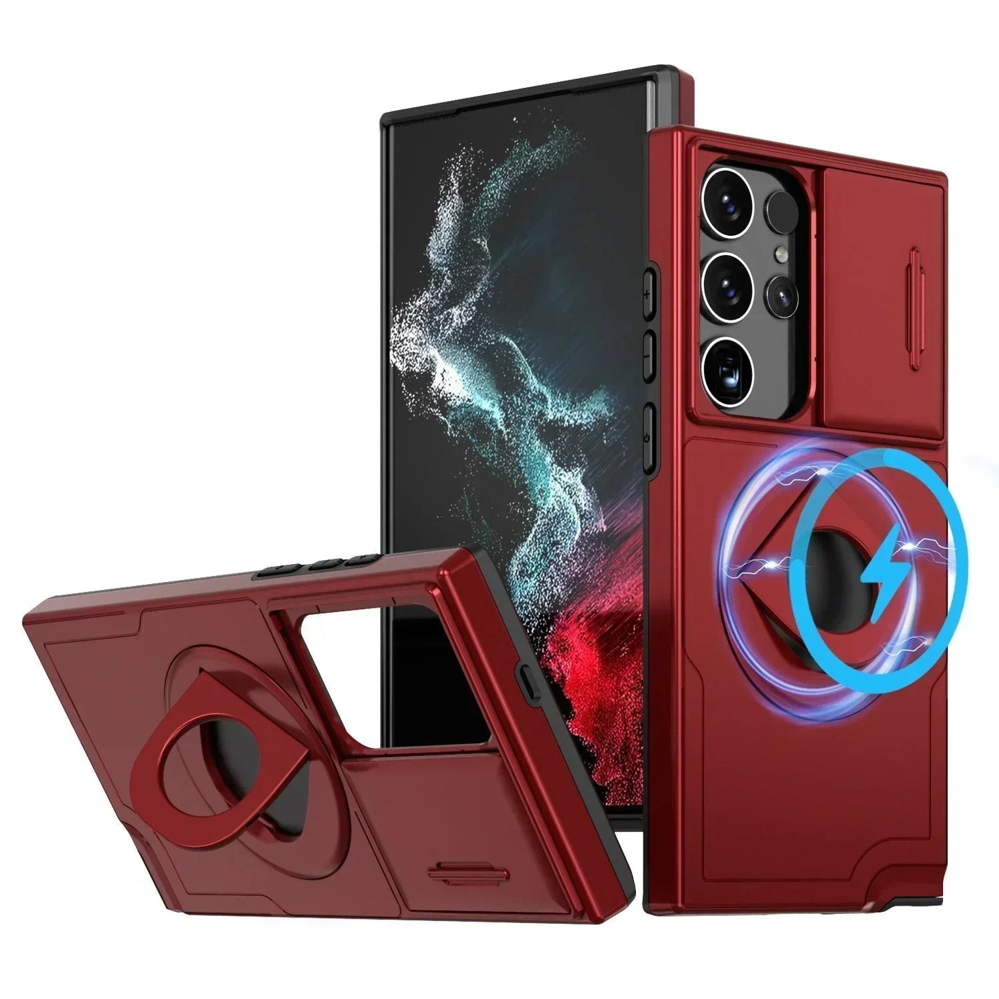 Samsung Military Grade Shockproof Case with Ring Kickstand(Series S21-25)