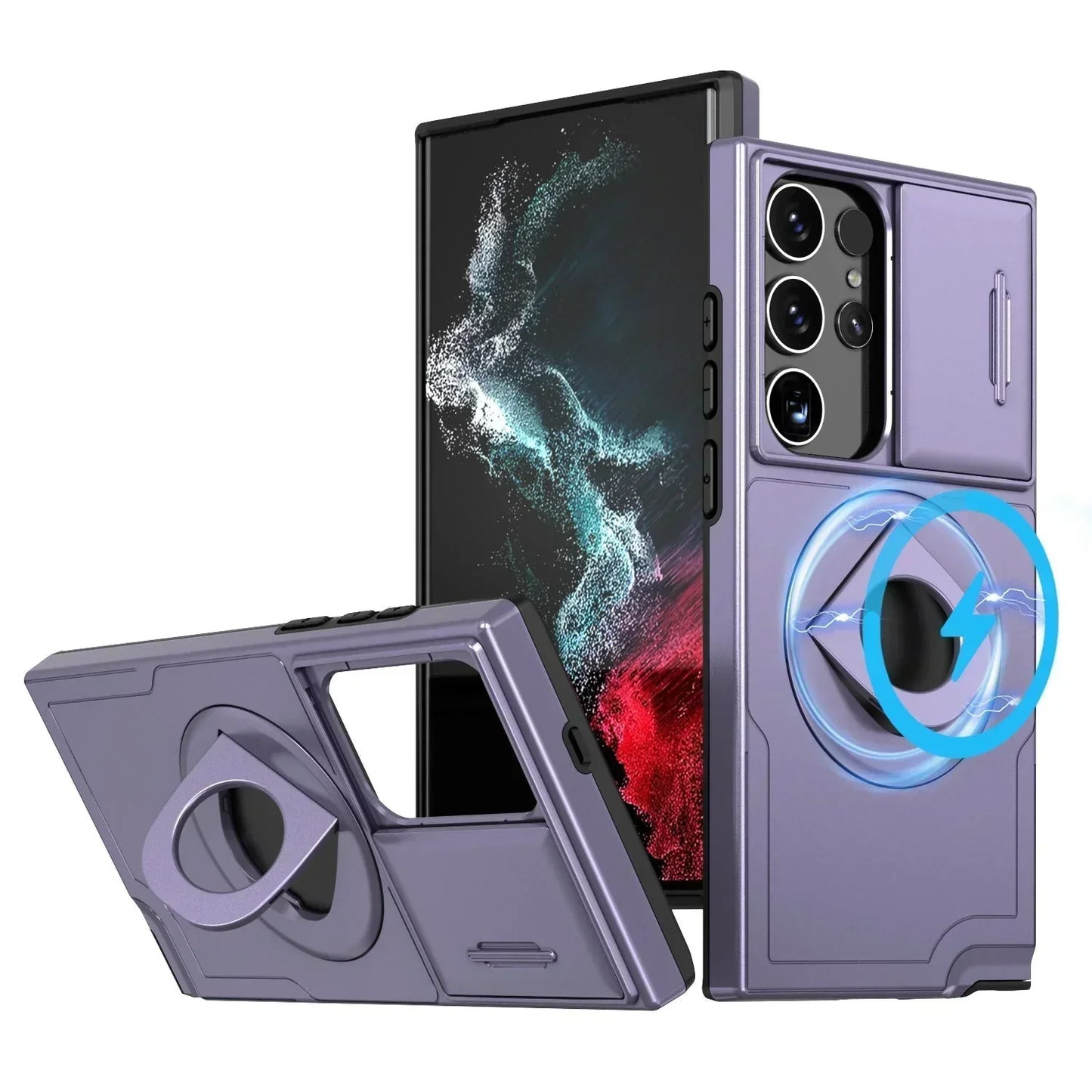 Samsung Military Grade Shockproof Case with Ring Kickstand(Series S21-25)