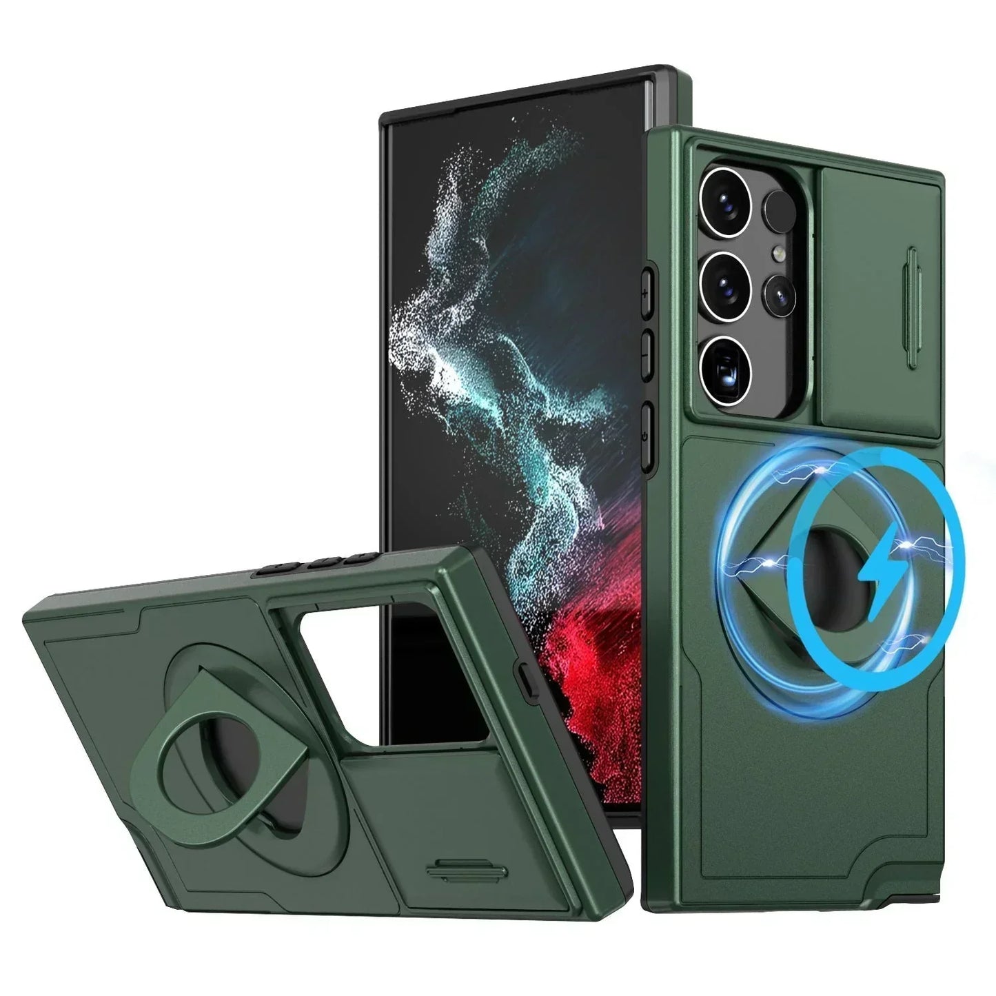 Samsung Military Grade Shockproof Case with Ring Kickstand(Series S21-25)