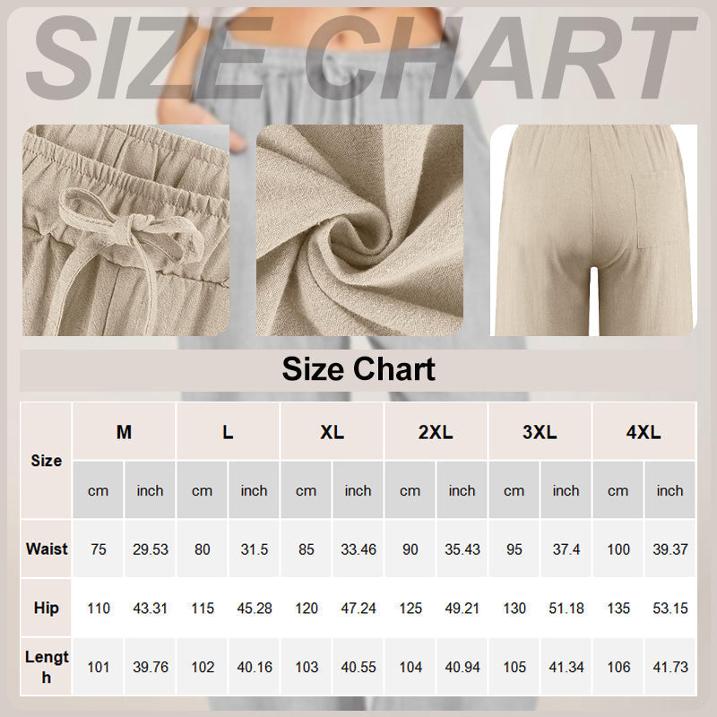 Women's Summer Linen Cotton Wide Leg Pants