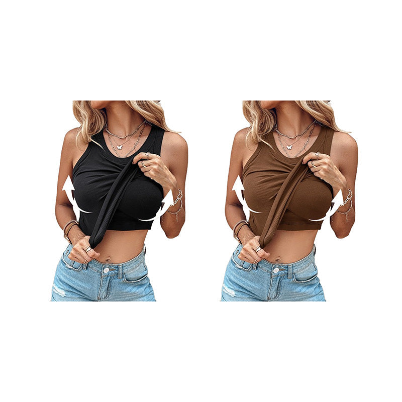 💖LAST DAY SPECIAL SALE💖Ribbed Stretchy Tank Top with Shelf Bra
