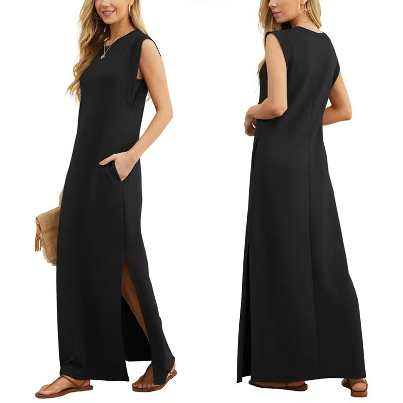 🔥Hot Sale🔥👗Women's Wrinkle-Free Casual Dress with Split Hem