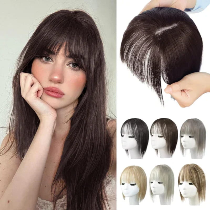 🔥Flash Sale🔥Natural Hair Toppers with Bangs for Women🛒