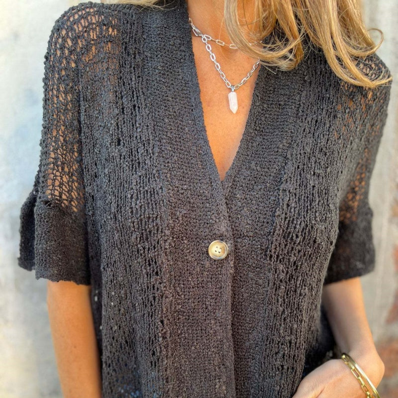 đLAST DAY SALE 49% OFFđ„Womenâs Solid One Button Knitted Top