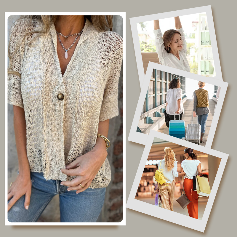 đLAST DAY SALE 49% OFFđ„Womenâs Solid One Button Knitted Top