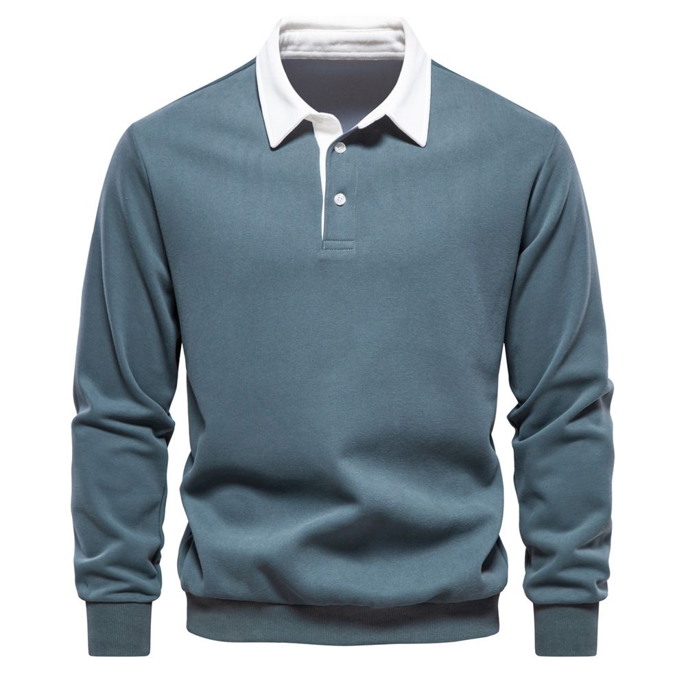 Men's Casual Cotton Long Sleeve Lapel Sweatshirt
