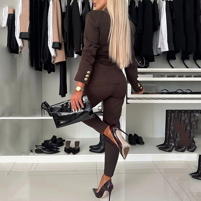 🔥HOT SALE 50% OFF🔥 Women's Double-Breasted Blazer & Tailored Pants Set