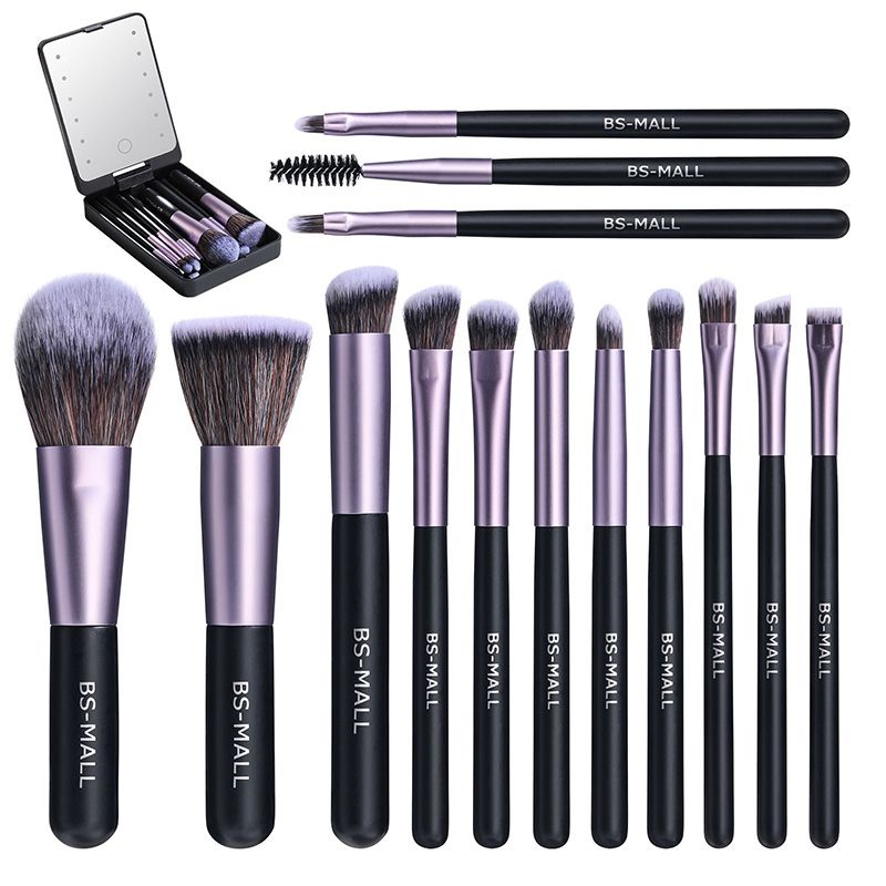 🔥 Big Sale 50% OFF🌈Travel Makeup Brush Set with LED Light Mirror