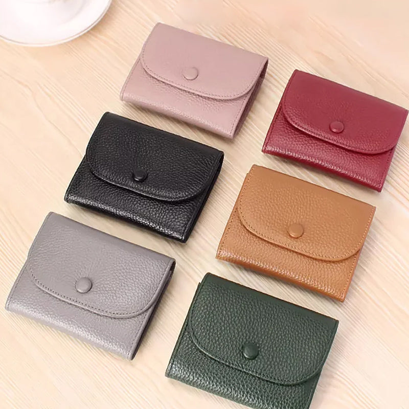 🔥Best Christmas present ever🎁🎄Fashion Lychee Pattern PU Leather Short Wallet with Convenient Snap Button