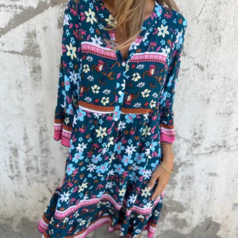 🌸Spring Specials🌸Casual Floral V-Neck Button Closure Dress