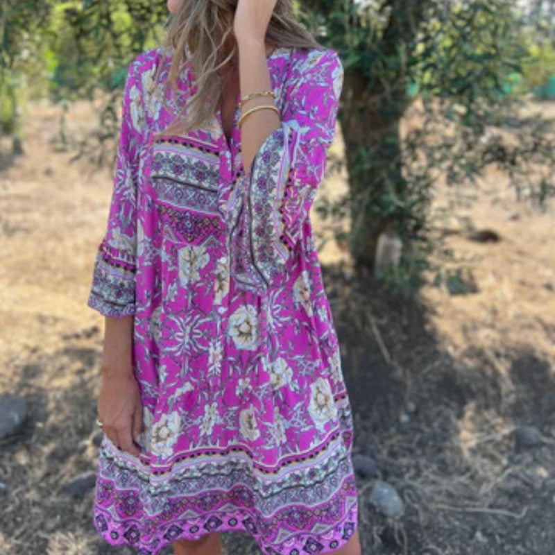 🌸Spring Specials🌸Casual Floral V-Neck Button Closure Dress