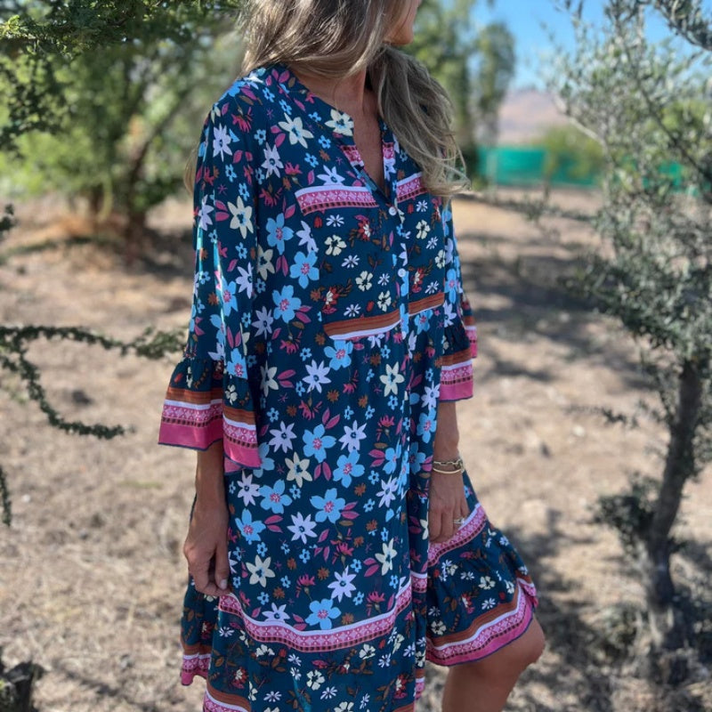 🌸Spring Specials🌸Casual Floral V-Neck Button Closure Dress