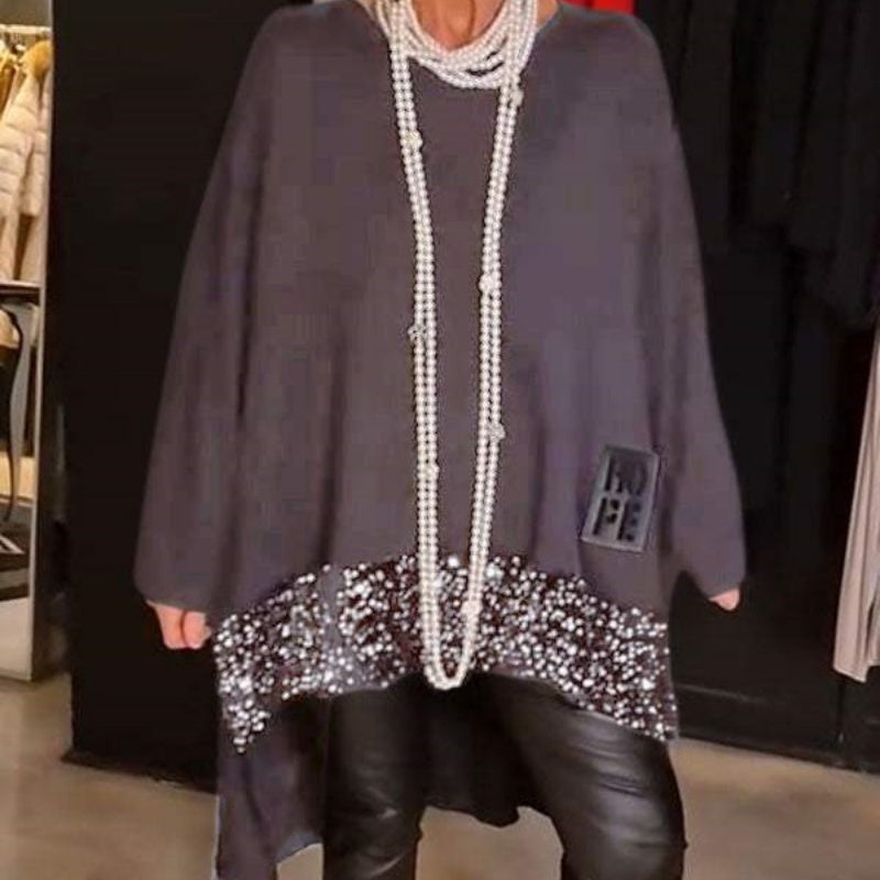 💝2025 NEW SALES - 50% OFF🔥Sequin Patchwork Top With Irregular Hem