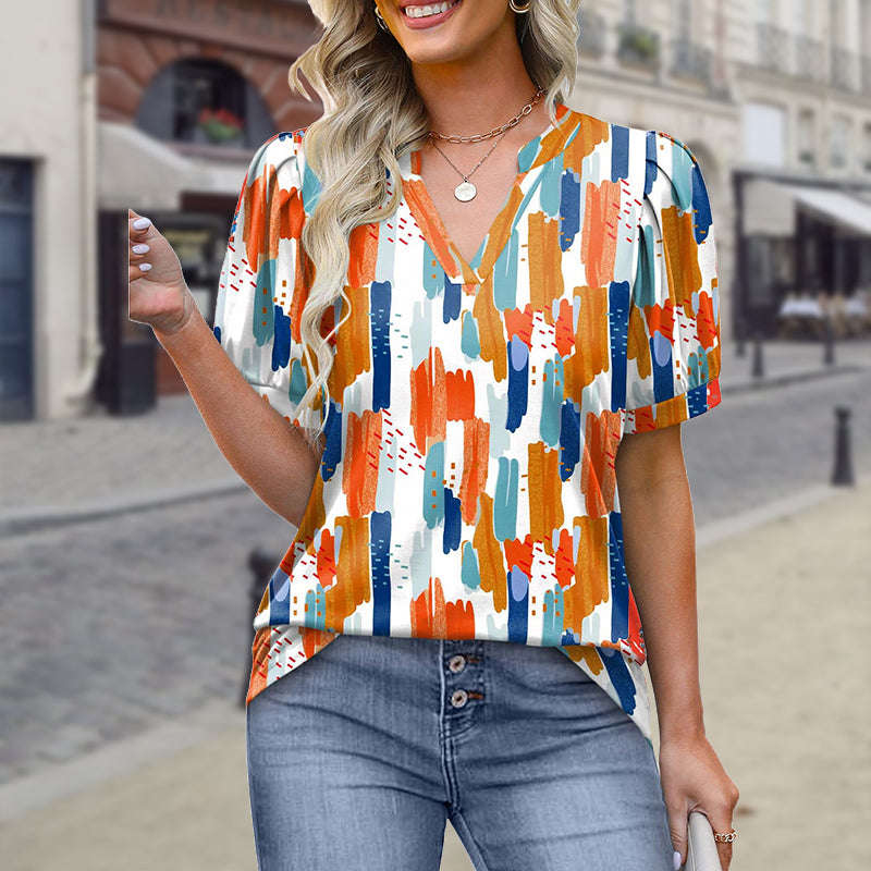 Spring Specials🌸 Women's Printed V-Neck Short Sleeve Top