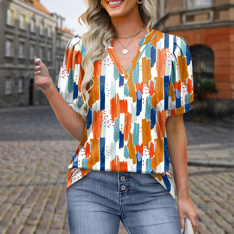 Spring Specials🌸  Women's Printed V-Neck Short Sleeve Top