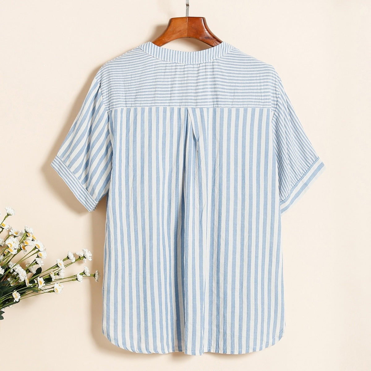Women's Casual Oversized V-Neck Striped Top