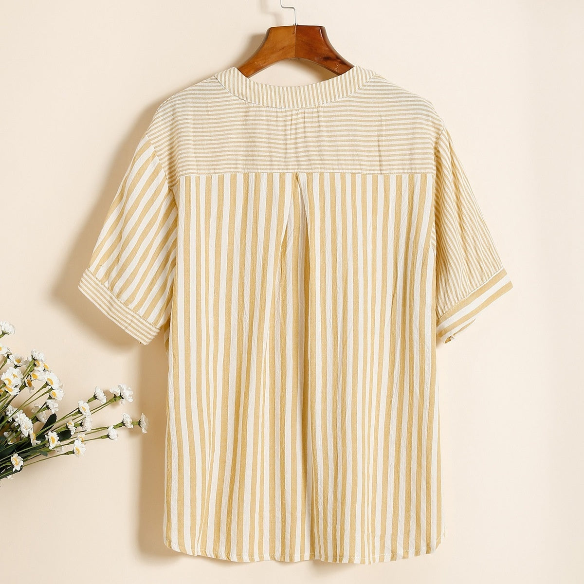 Women's Casual Oversized V-Neck Striped Top
