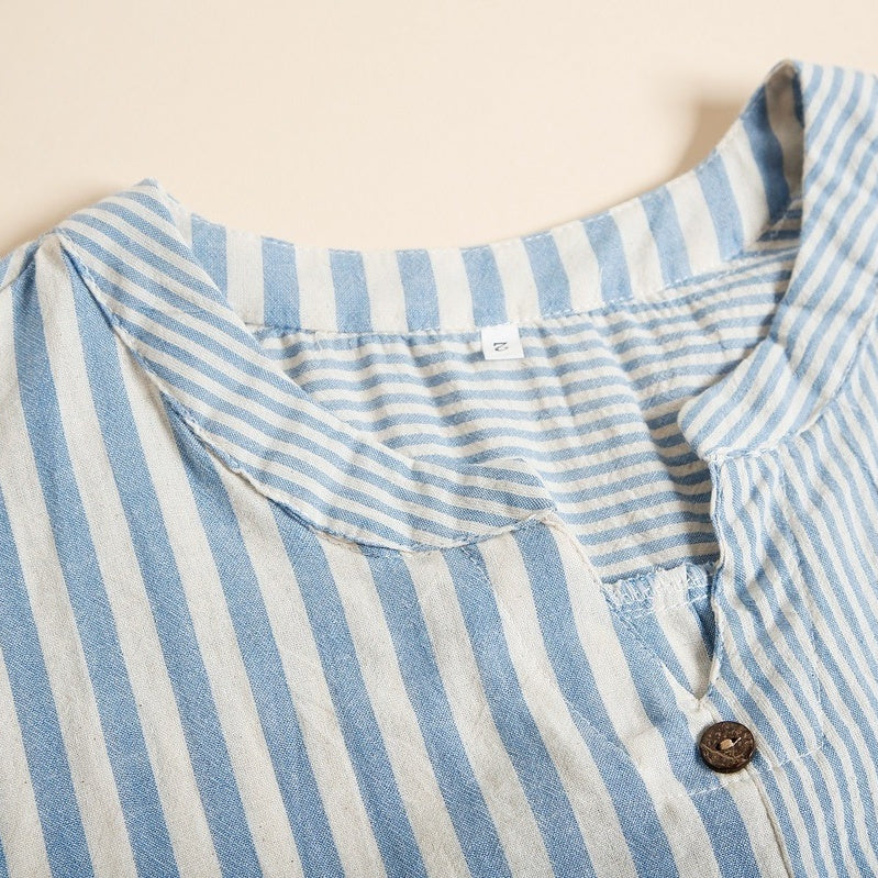 Women's Casual Oversized V-Neck Striped Top