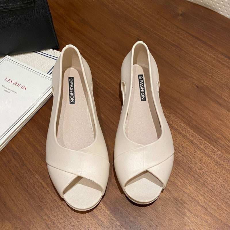 Comfortable Casual Cutout Chunky Heel Shoes