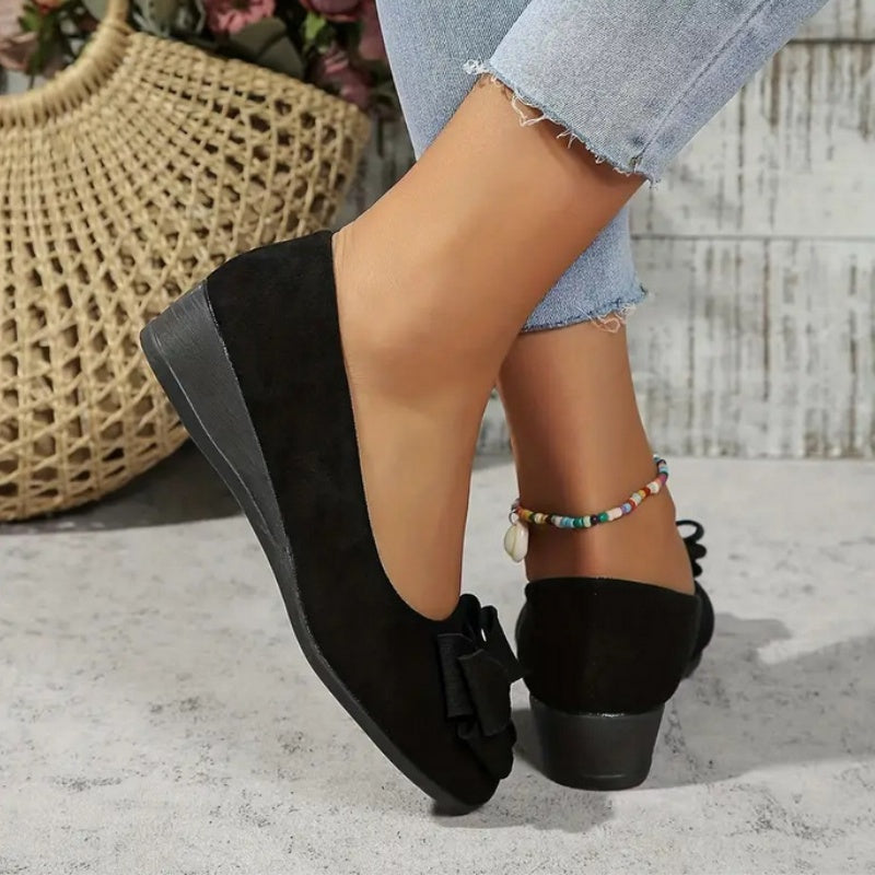 Bowknot Decor Wedge Heeled Loafers