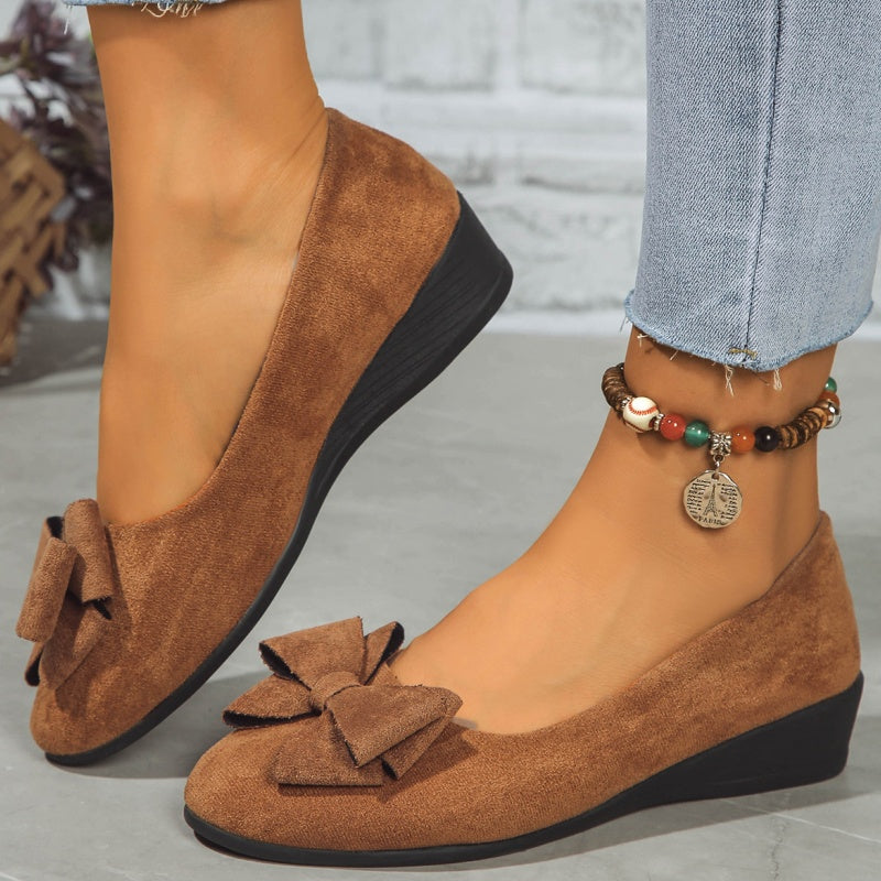 Bowknot Decor Wedge Heeled Loafers