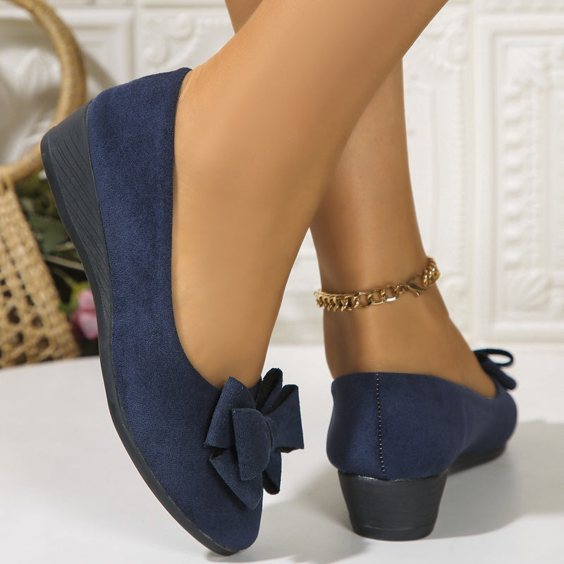 Bowknot Decor Wedge Heeled Loafers