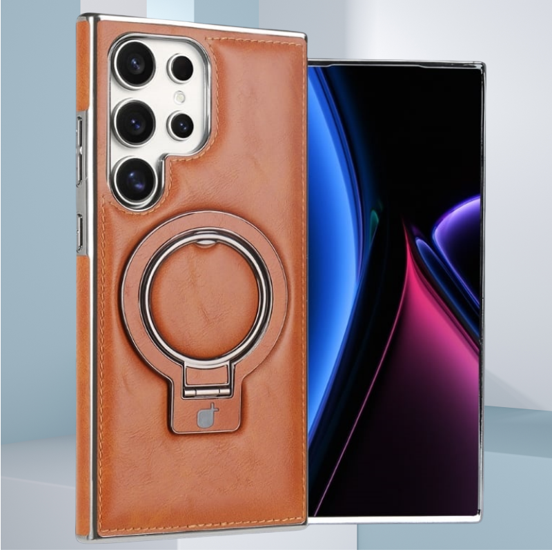 Retro style magnetic phone case with holder for Samsung