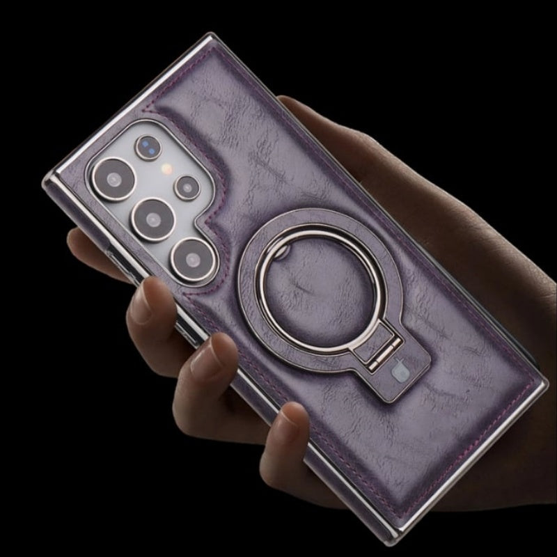 Retro style magnetic phone case with holder for Samsung