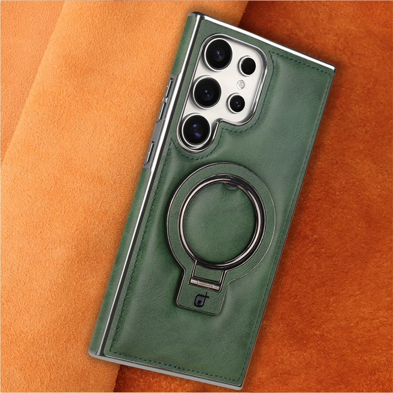 Retro style magnetic phone case with holder for Samsung