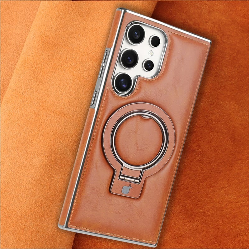 Retro style magnetic phone case with holder for Samsung