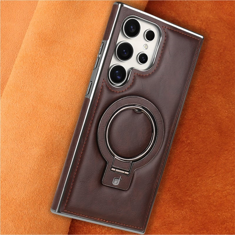 Retro style magnetic phone case with holder for Samsung