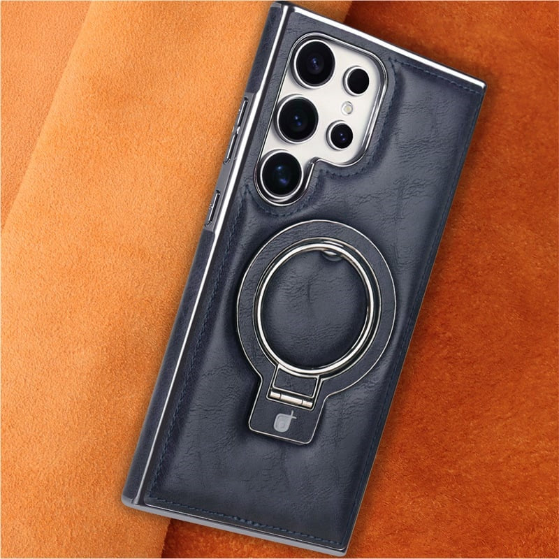 Retro style magnetic phone case with holder for Samsung