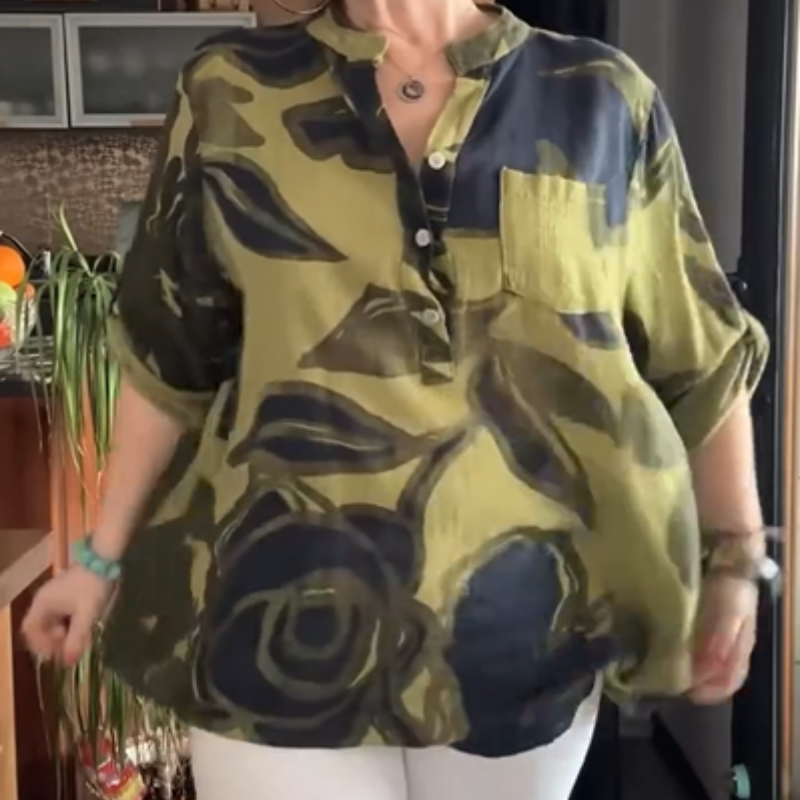 Women's Casual Stand Collar Printed Blouse