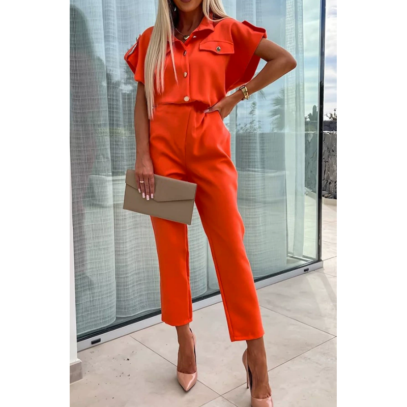Fashionable Solid Color Jumpsuit with Pockets