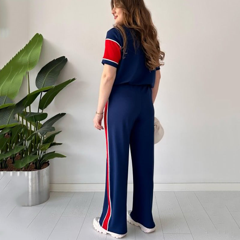 Women's Two-Piece Color-Block Casual Tracksuit
