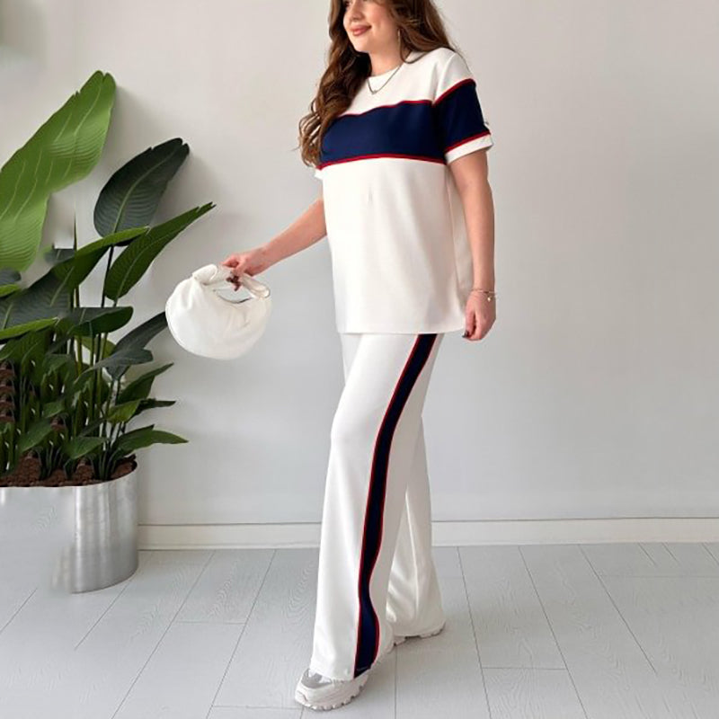 Women's Two-Piece Color-Block Casual Tracksuit