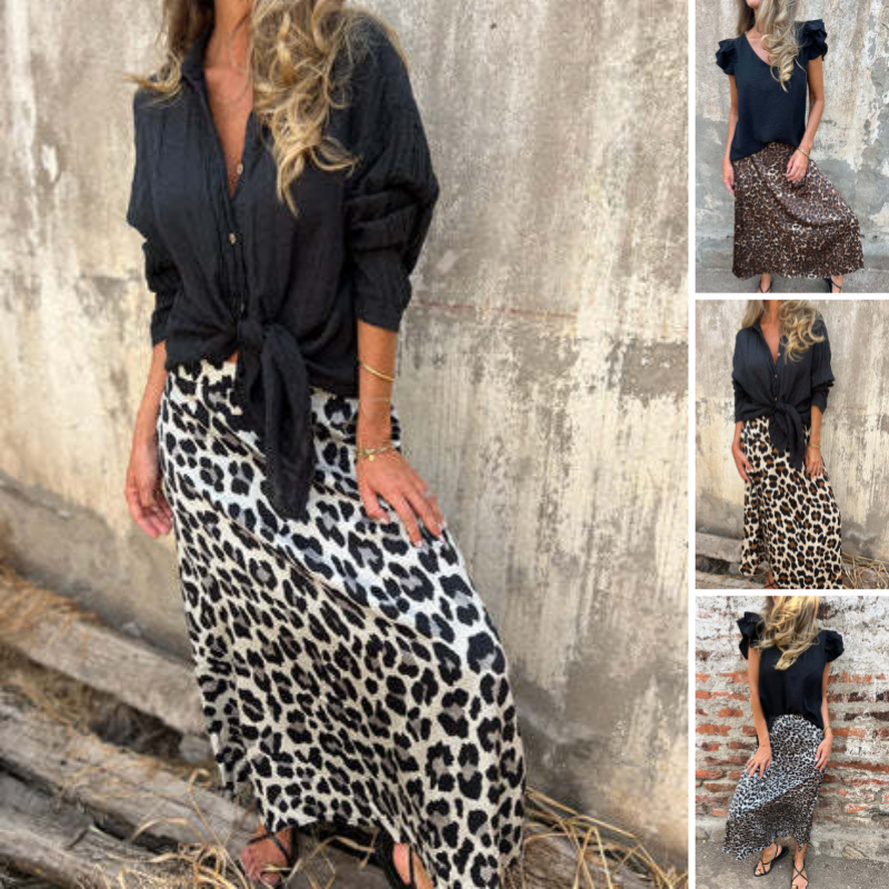 Women's Stylish Leopard Print Long Skirt