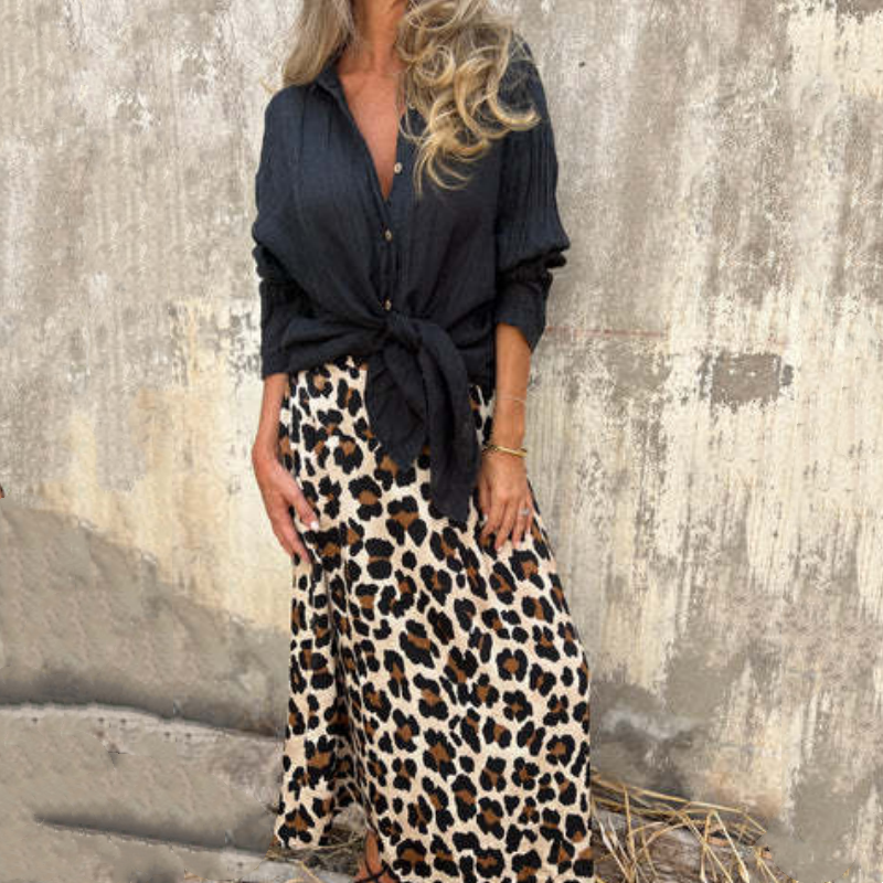 Women's Stylish Leopard Print Long Skirt