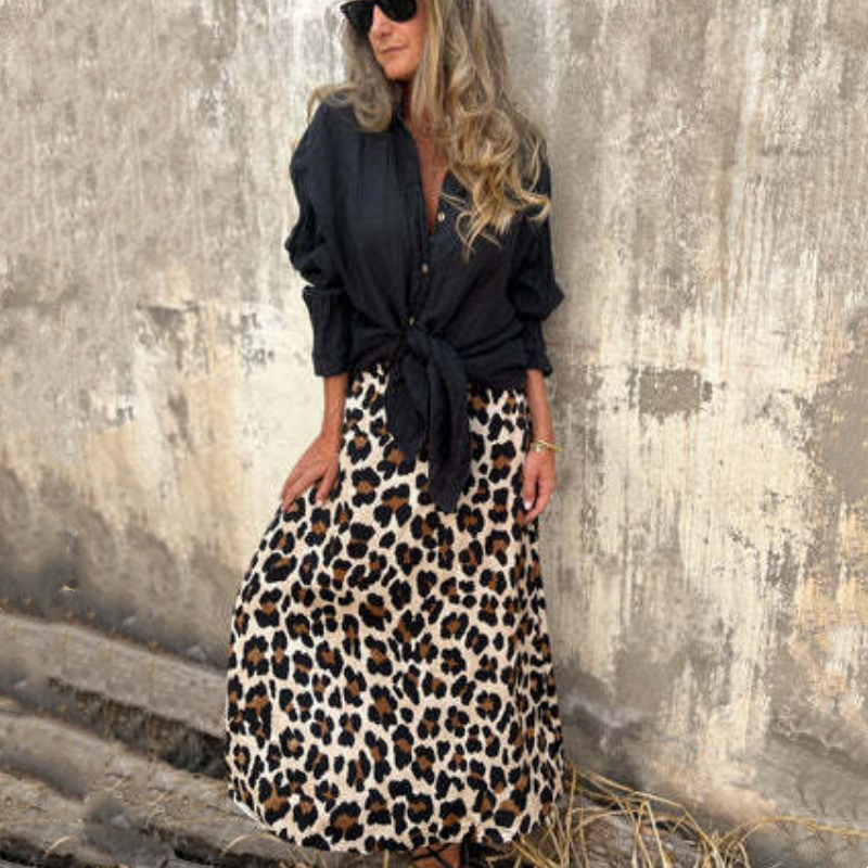 Women's Stylish Leopard Print Long Skirt