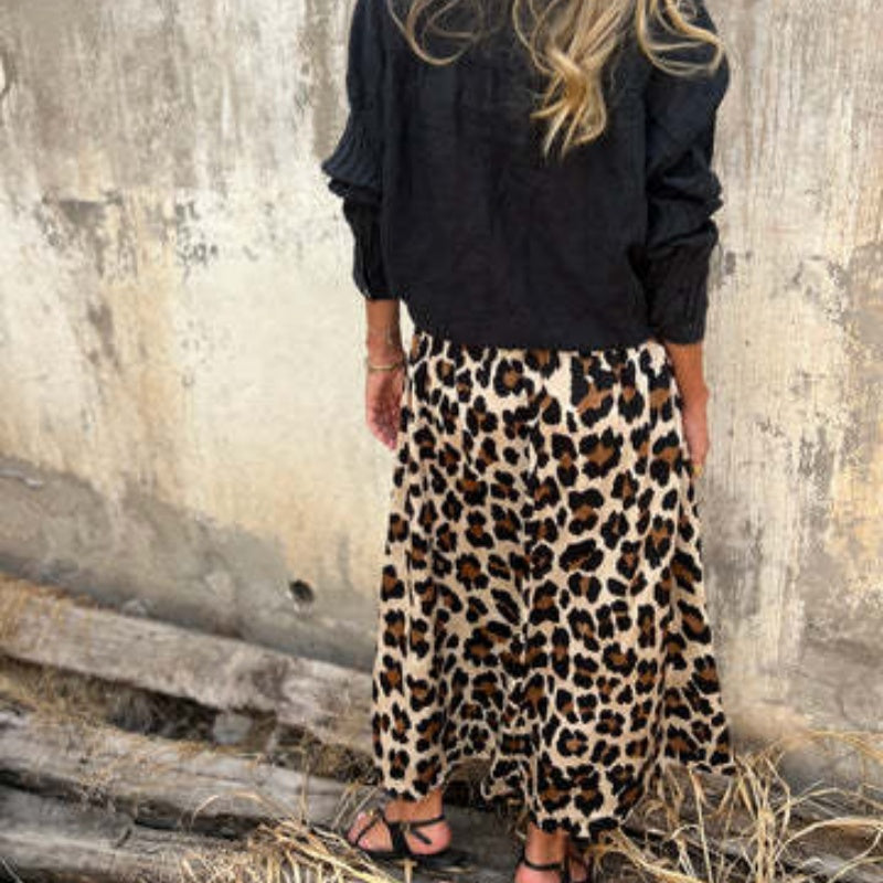 Women's Stylish Leopard Print Long Skirt