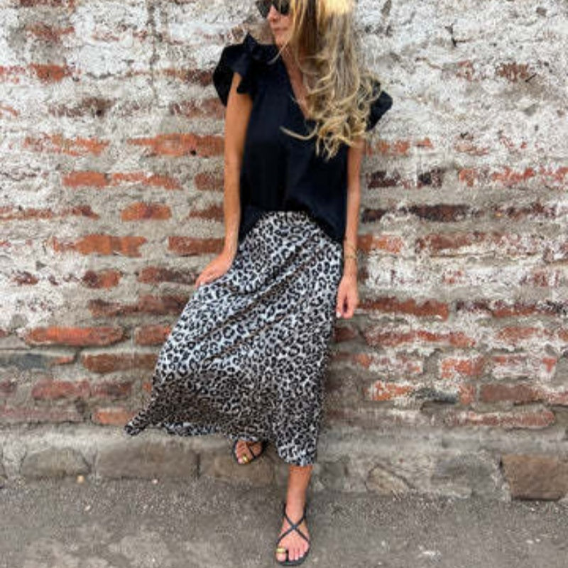 Women's Stylish Leopard Print Long Skirt