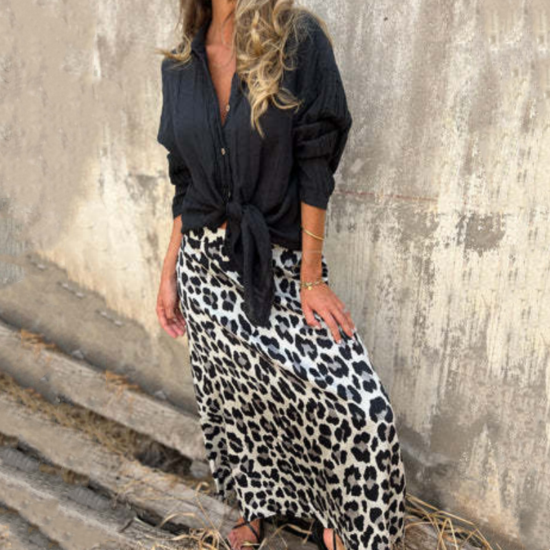 Women's Stylish Leopard Print Long Skirt