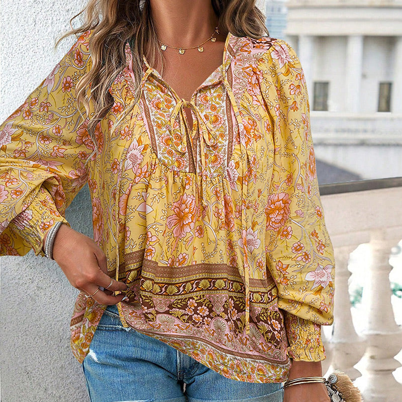 💖LAST DAY SALE 50% OFF💖Women's Fashion Printed v-Neck Long Sleeve Shirt