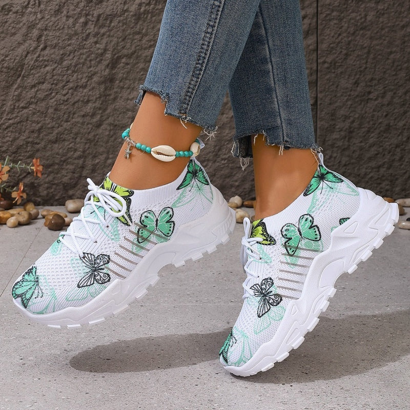 Women's Butterfly Print Casual Lightweight Sneakers