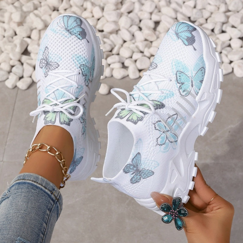 Women's Butterfly Print Casual Lightweight Sneakers